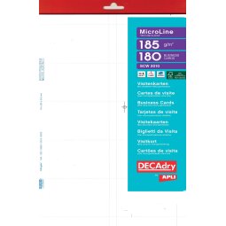 Decadry visitekaarten MicroLine ft 85 x 54 mm, 185 g/m², 180 kaartjes