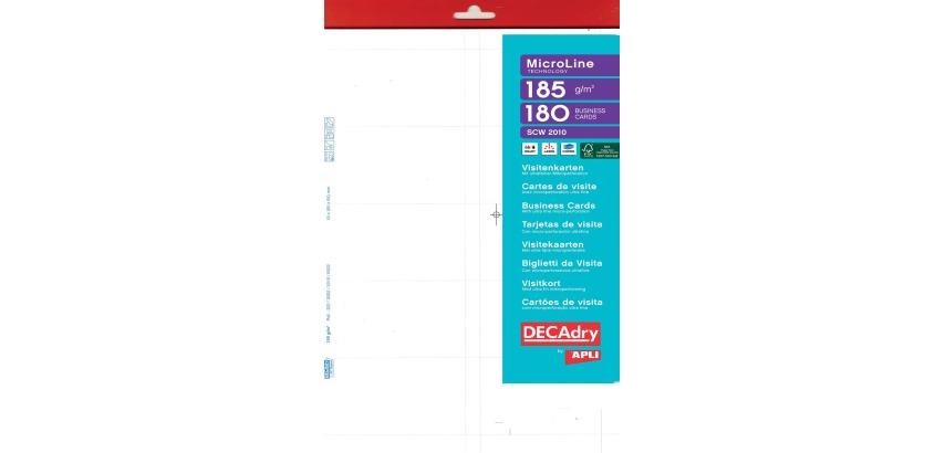 Decadry Visitenkarten MicroLine ft 85 x 54 mm, 185 g/m², 180 Karten