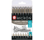 Fineliner & Brush Sakura Pigma Micron Set 7 + 1 Pigma Micron PN gratis