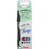 Pentel brushpen Sign Pen Brush Touch, kartonnen etui met 4 stuks: zwart, blauw, rood en groen