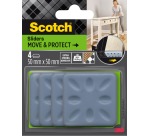 Scotch Move & Protect patin glisseur, gris, Ft. 50 mm x 50 mm, blister de 4 pièces