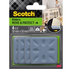 Scotch Move & Protect patin glisseur, gris, Ft. 50 mm x 50 mm, blister de 4 pièces