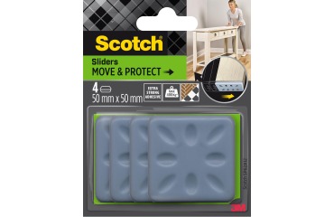 Scotch Move & Protect glijders, grijs, Ft. 50 mm x 50 mm, blister van 4 stuks