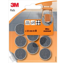 3M Pads, Ultra Resistant, diamètre de 22 mm, blister de 8 pièces