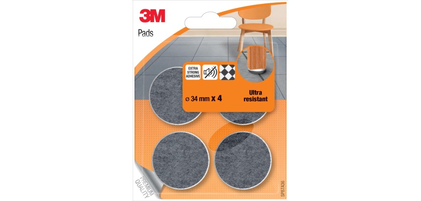 3M protective pads, felt, 34 mm diameter, pack of 4 pieces