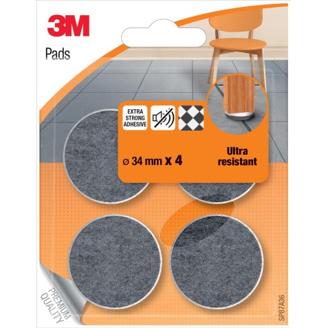 3M pads de protection, en feutre, diamètre 34 mm, blister de 4 pièces