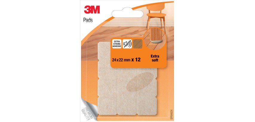 3M Pads, Extra soft, ft 24 x 22 mm, blister pack of 12 pieces