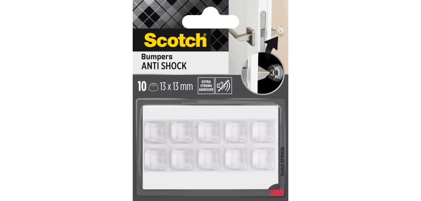 3M zelfklevende stootdoppen, ft 13 x 13 mm, transparant, blister van 10 stuks