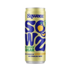 SQWZ Press boisson rafraîchissante Lemon Ginger BIO, canette de 25 cl, paquet de 12 pièces