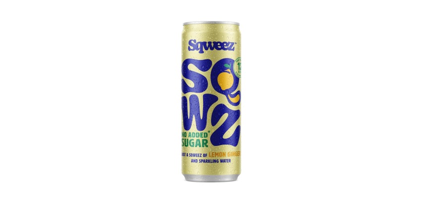 SQWZ Organic Lemon Ginger Refreshing Drink, 25 cl can, pack of 12 pieces