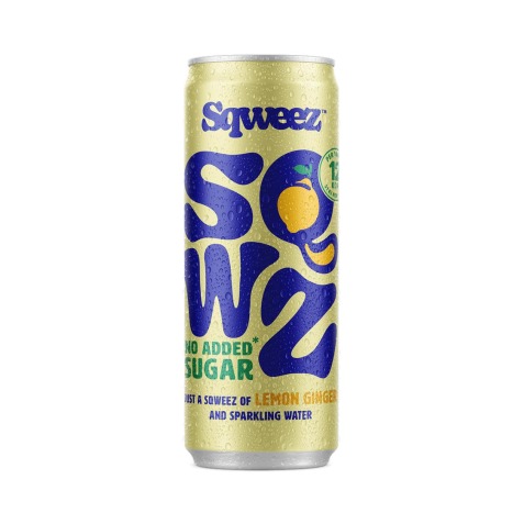 SQWZ Press boisson rafraîchissante Lemon Ginger BIO, canette de 25 cl, paquet de 12 pièces