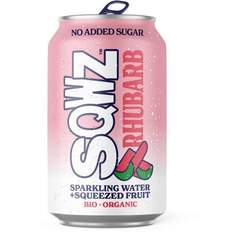 SQWZ frisdrank Rhubarb BIO, blikje van 33 cl, pak van 12 stuks