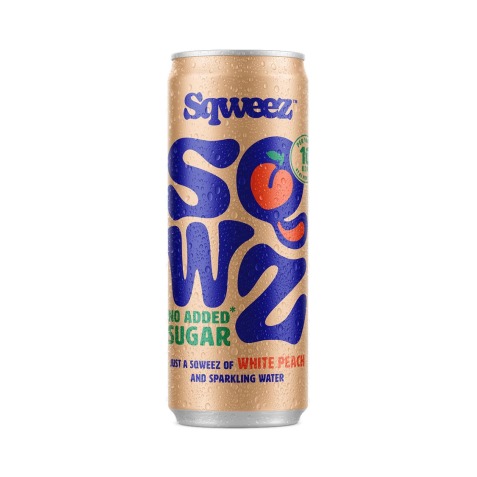 SQWZ frisdrank White Peach BIO, blikje van 25 cl, pak van 12 stuks