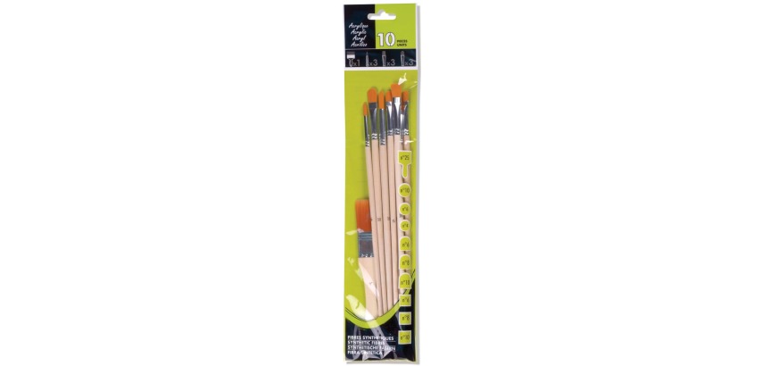 Acrylic paintbrush, set of 10 brushes