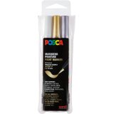 Posca paintmarker PCF-350, brush tip, étui van 3 stuks, assorti (goud, zilver en wit)