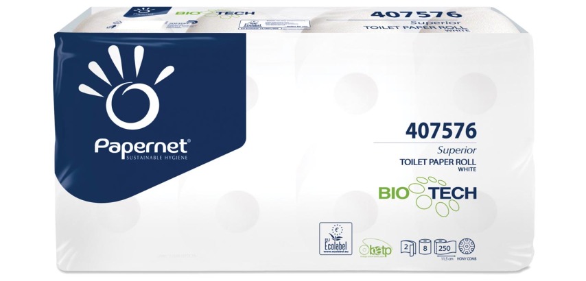 Papernet toiletpapier Superior, 2-laags, 250 vellen, pak van 8 rollen