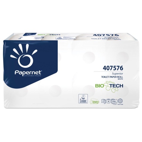 Papernet toiletpapier Superior, 2-laags, 250 vellen, pak van 8 rollen