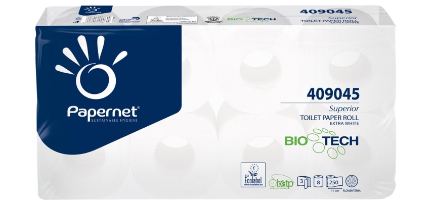 Papernet toiletpapier Superior, 3-laags, 250 vellen, pak van 8 rollen