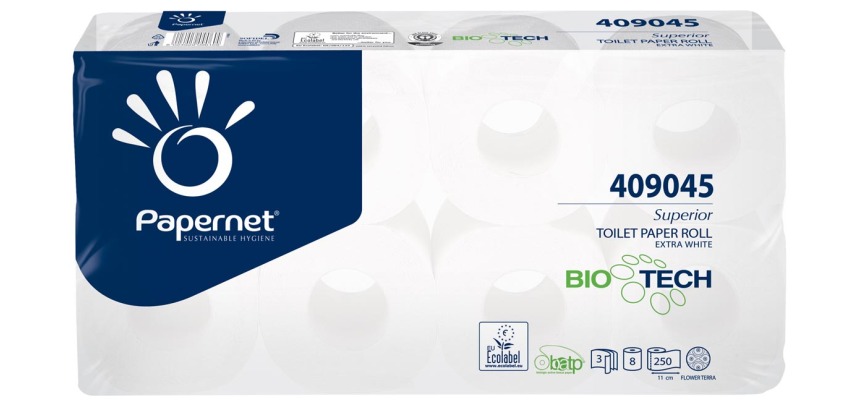 Papernet toiletpapier Superior, 3-laags, 250 vellen, pak van 8 rollen