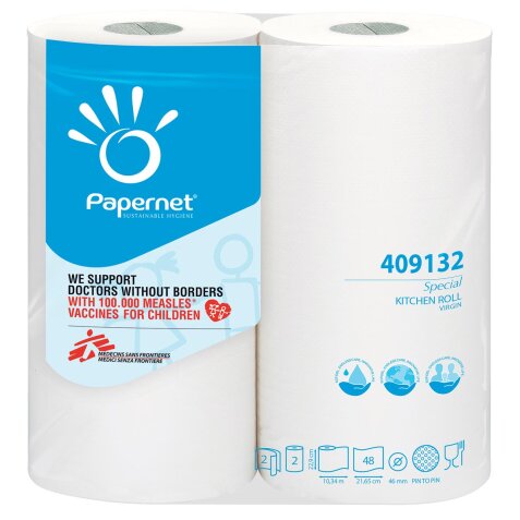 Papernet rouleau d'essuie-tout Special, 2 plis, 48 feuilles, paquet de 2 rouleaux