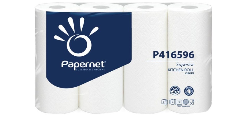 Papernet Essuie-tout Superior, 3-pages, 51 feuilles, paquet de 4 rouleaux