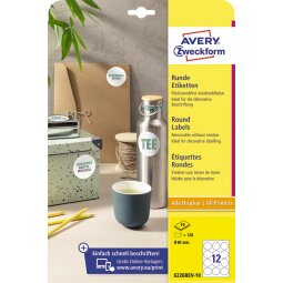 Avery Zweckform ronde etiketten, 60 mm, blister van 120 stuks, wit