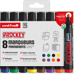 Uni-ball Permanent-Marker Prockey PM-126, Hülle von 8 Exemplaren, Assortiment