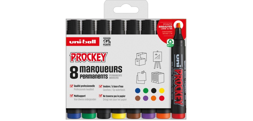 Uni-ball Permanent-Marker Prockey PM-126, Hülle von 8 Exemplaren, Assortiment