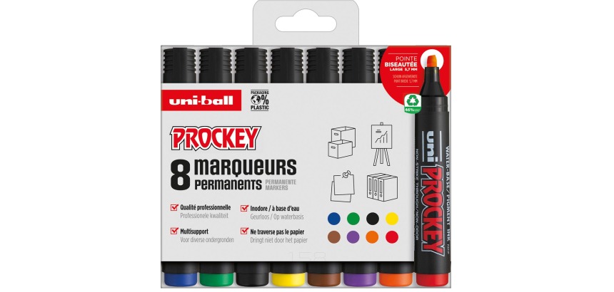 Uni-ball permanent marker Prockey PM-126, etui van 8 stuks, assorti