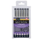 Fineliner Sakura Pigma Micron set à 6 schrijfbreedtes zwart