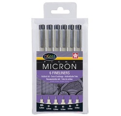 Fineliner Sakura Pigma Micron 6er-Set Schwarz