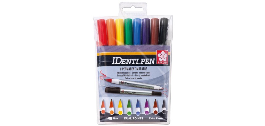 Sakura marqueur IDenti-Pen, étui de 8 pièces en couleurs assorties