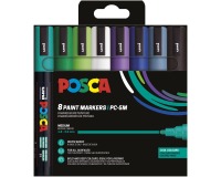 Uni POSCA marqueur peinture PC-5M, 1,8 - 2,5 mm, étui de 8 pièces en couleurs froid