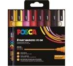 Uni POSCA marqueur peinture PC-5M, 1,8 - 2,5 mm, étui de 8 pièces en couleurs chaud