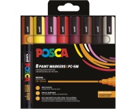 Uni POSCA marqueur peinture PC-5M, 1,8 - 2,5 mm, étui de 8 pièces en couleurs chaud