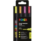 Uni POSCA Malstift PC-5M, 1,8 - 2,5 mm, 4-teiliges Etui in Neonfarben