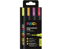 Uni POSCA marqueur peinture PC-5M, 1,8 - 2,5 mm, étui de 4 pièces en couleurs fluo