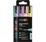 Uni POSCA paintmarker PC-5M, 1,8 - 2,5 mm, etui van 4 stuks in zachte kleuren