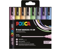 Uni POSCA marqueur peinture PC-5M, 1,8 - 2,5 mm, étui de 8 pièces en couleurs pastel