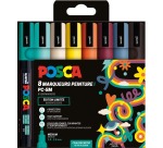 Uni POSCA Lackmarker PC-5M, 1,8 - 2,5 mm, Etui mit 8 Stück in Retro-Mischfarben