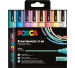 Uni POSCA marqueur peinture PC-5M, 1,8 - 2,5 mm, étui de 8 pièces en couleurs douces