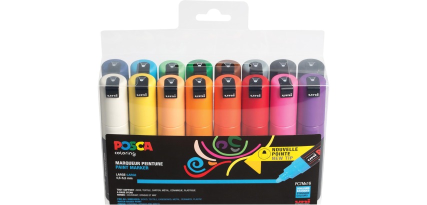 Paintmarker Uni POSCA PC7M breed assorti set à 16 stuks