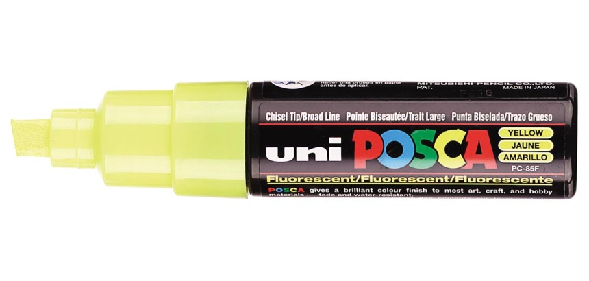 Marqueur peinture Posca PC8K Large biseau jaune fluo