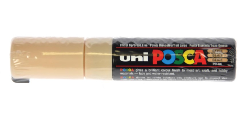 Paintmarker Uni POSCA PC8K breed schuin beige