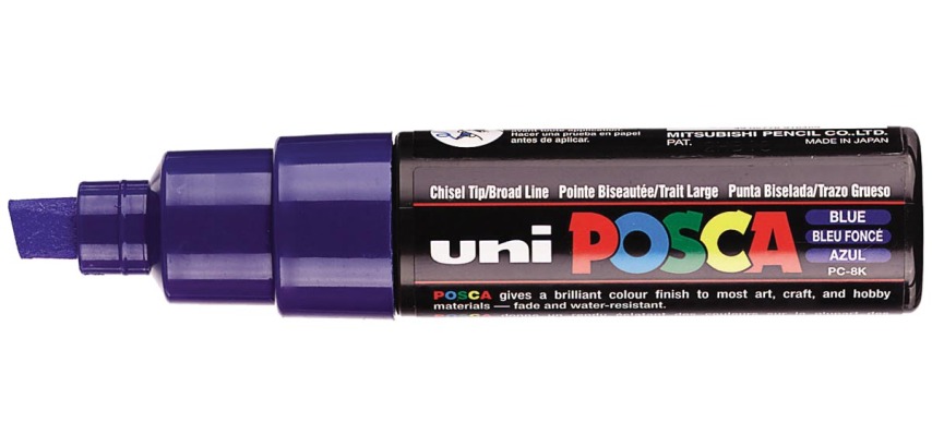 Paintmarker Uni POSCA PC8K breed schuin donkerblauw