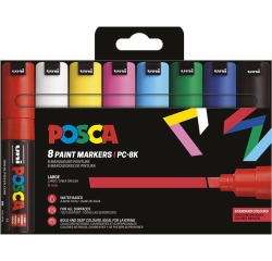 Uni POSCA marqueur peinture PC-8K, 8 mm, étui de 8 pièces en couleurs de base