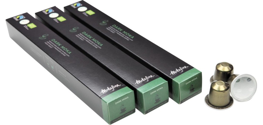 Mokafina aluminum coffee capsules, dark mocha, 10 pieces