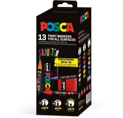 Uni Posca paintmarker, assorti, metalen koker van 13 stuks