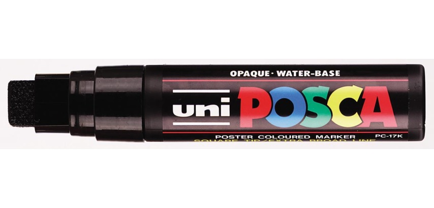 Marqueur Posca pointe rectangle 15 mm noir