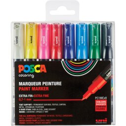 Posca marqueur peinture PC-1MC, set de 8 marqueurs en couleurs basique assorties